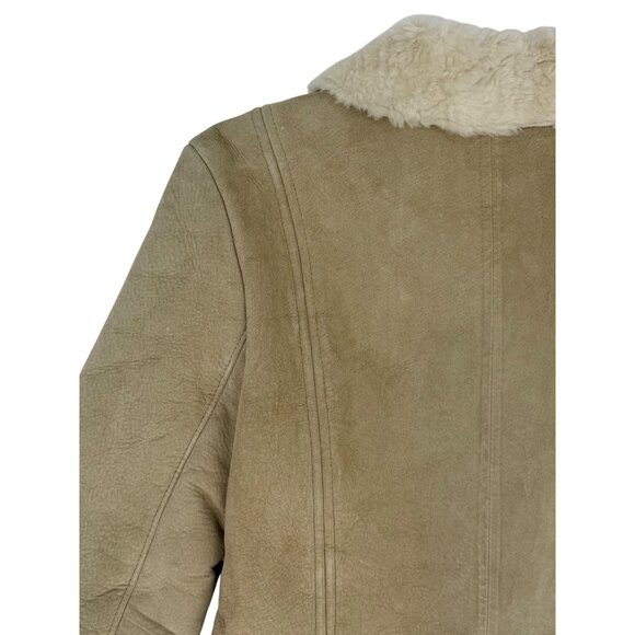 Vintage Y2K Tan Suede Leather Fur Lined Penny Lane Kenneth Cole Boho Hippie Coat - Picture 16 of 16